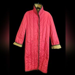 REVERSIBLE PUFFER COAT red olive cilantro by roberta Sz SMALL